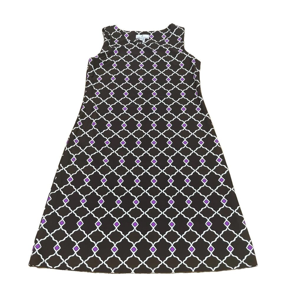 Jude Connally Beth Geometric Print Shift Dress Size Small Brown Preppy Travel